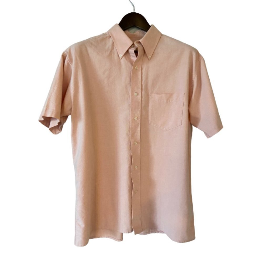 Togo Men's Salmon Button Down Shirt 100% Cotton Size M